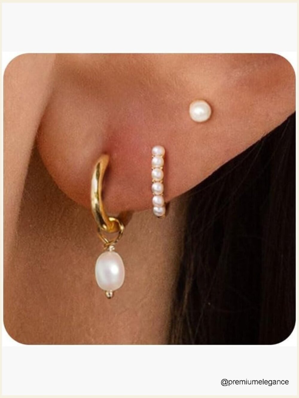 3 Pairs Gold Earrings Set - Huggie Hoop & Stud Diamond Starburst